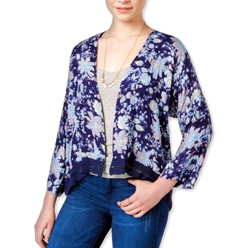 Roxy blue floral kimono top - Picture 3 of 9